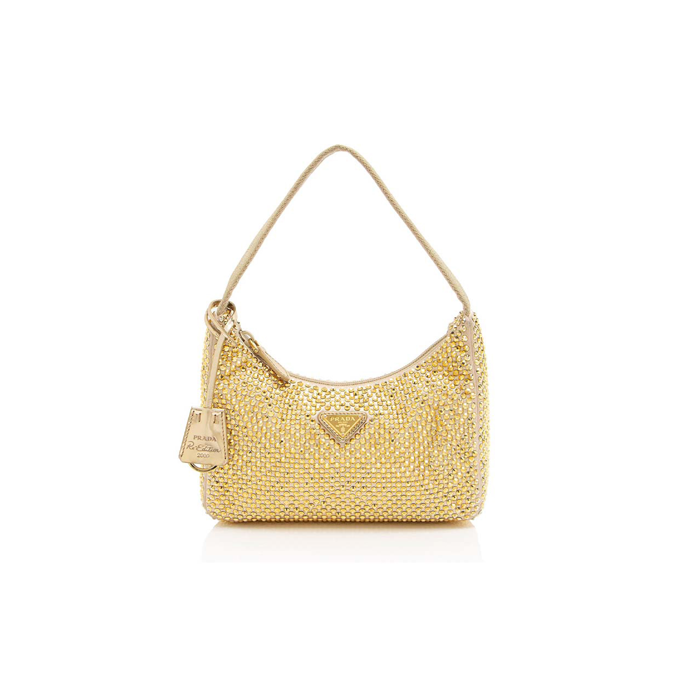 Pra*a satin crystal re-edition 2000 mini bag 1bc515 (22*17*6cm)